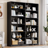 6 Tier Open Shelves Bookcase, Black Book Case with 12 Open Shelves, Freestanding Display Storage Shelves