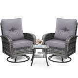 wildformers Luxury Outdoor Swivel Wicker Glider Patio Chairs with Table Set