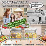 Trivico Chafing Dishes for Buffet 4 Pack(Full 1/2 1/3 Size Pan), 9QT Chafing Dish Buffet Set Stainless Steel Buffet Food Warmers Sets for Catering Events Parties Dinners,Gold and Silver