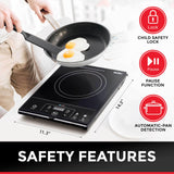 Portable Induction Cooktop, Hot Plate Electric Stove Top Burner 1800W, 8 Temp Levels up to 460°F, Auto-Off & Pot Detection, LED Display Mueller