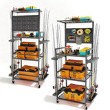 AQNTQCN Fishing Rod Holders for Garage, Fishing Pole Holders, 3-Tier Fishing Pole Rack Holds 12 Rods with Wheels for Garage, Basement or Indoor, For Fishing Rod Tackle Box Storage