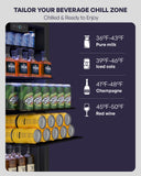 Icyglee Beverage Refrigerator Cooler, 126 Can Mini Fridge with Glass Door for Wine, Soda Beer, Beverage Cooler for Home, Bar, Office with Adjustable Removable Shelves, Black