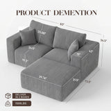 Modular Sectional Sofa with Ottoman, 79" L-Shaped Cloud Couch, Gray