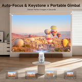 [Short Throw/1200ANSI/Built in Apps] 4K Outdoor Projector with WiFi and Bluetooth, Auto Focus Projector with Dual-Mode Stand, Smart Portable Proyector with Netflix/YouTube/PrimeVideo & Dolby