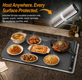 Natiro Warming Mat for Food Extra Large 36x16 Inch 500W, Food Warming Mat for Countertop, Includes Insulated Mat, Roll-Up Silicone, 1-6H Timer, Child Lock