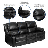 Flash Furniture Harmony Series Black LeatherSoft Sofa with Two Built-In Recliners Flash Furniture