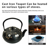 YJX 60.9oz Large Cast Iron Teapot for Stovetop, Japanese Tetsubin, Heavy and Durable Tea Pot, Tea Kettle with Stainless Steel Infuser for Loose Tea, Floral Pattern(1800ML)
