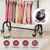 LZNIOZ Heavy Duty Clothes Rack, 78.35" Rolling Clothing Rack for Hanging Clothes with Lockable Wheels, 6-Level Adjustable Double Rod Garment Rack for Bedroom, Laundry, Clothing Store, Black