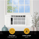 Whirlpool 6,000 BTU Window Air Conditioner with Dehumidifier, 115V, Window AC for Rooms up to 250 Sq. Ft., Living Room, Bedroom, or Kitchen, with Remote Control, Digital Display, and 24H-Timer, White