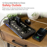 GE Surge Protector Power Strip with 2 Tethered USB Ports