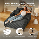 Amsleekey 64" Oversized Chaise Lounge Chair with Wood Frame, 2 Cup Holders
