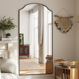 VooBang Triple-Arched Mirror Full Length, 71" x 32" Floor Mirror with Stand, Matte Aluminum Alloy Frame Full Body Mirror, Standing Hanging or Leaning for Bedroom and Living Room, Black