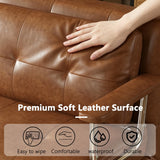 DinaiteEain 39.4" 3-in-1 Faux Leather Convertible Sofa Bed, Loveseat Brown