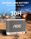AOC Portable Bluetooth Speaker, Shower Speaker, BT 5.4 with Wireless Stereo Pairing, BassUp, IP65 Waterproof, Dustproof, 30-Hour Playtime, Compact Small for Home, Outdoors, Travel, White