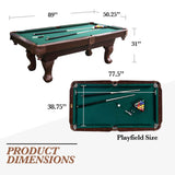 Barrington Billiards 7.5' ft Springdale Pool Table with Billiard Ball and Cue Stick Set