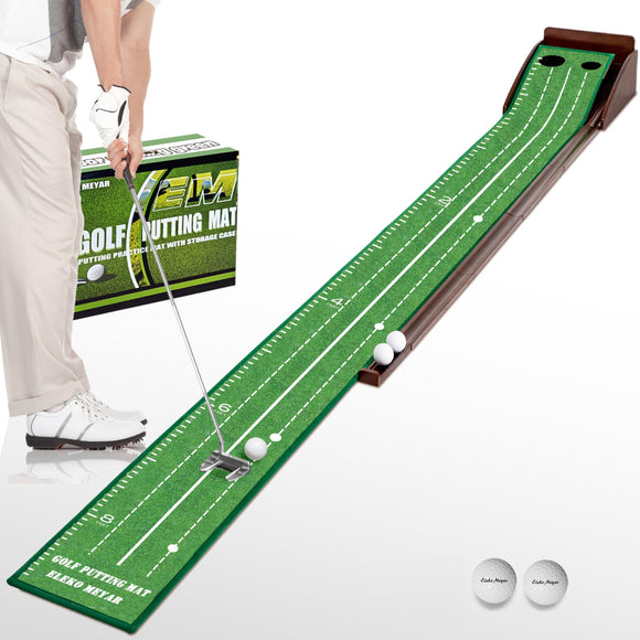 Golf Putting Mat Putting Green for Indoor Golf Putting Mat - Outdoor Putting Green with Ball Return 2.5in & 3.5in Holes Eleko Meyar