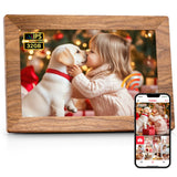 Frameo 10.1" Digital Picture Frame, Smart WiFi Digital Photo Frame with 1280x800 HD IPS Touch Screen 32GB Memory Auto-Rotate Wall Mounted, Share Photos/Videos from Phone Anywhere - Brown