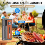 Wireless Meat Thermometer: 500FT Bluetooth Smart Meat Thermometer for Cooking and Grilling, CaloriMastery Digital Food Thermometer with Ultra-Thin Probe