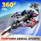 BEZGAR Drones for Kids | 2.4GHZ RC Plane | Remote Control Airplane, Mini Stunt Plane Helicopter, 360° Flip Fighter Jet Toy with Colorful LED Navigation Lights Red, Toys for ages 8-13