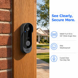 RITPOL Wireless Doorbell Camera No Subscription 1080P HD with Chime 2-Way Audio Voice Changer Night Vision 125° Wide Angle IP65 Waterproof 2.4G WiFi Easy Install Indoor Outdoor Smart Home Security