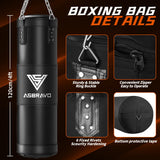 ASBRAVO Punching Bag for Adults, 4ft Heavy Boxing Bag Set with 12 OZ Gloves for MMA Karate Kickboxing Boxing Home Gym Training - Unfilled