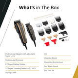 Wahl Professional 5-Star Barber Combo, Corded Legend Clipper & Hero T-Blade Trimmer Set, Black/Gold Finish