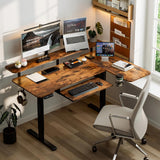 59 Inch L Shaped Standing Desk with Shelves and Keyboard, Electric Corner Standing Desk Adjustable Height