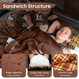 KingCamp Sleeping Bag for Adults, Cold Weather & Warm XL Big and Tall Flannel Sleeping Bags with Compression Sack Portable Waterproof Essentials Gear Accessories for Outdoor Camping (Coffee Left)