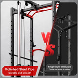 JELENS Power Cage, 2000LBS Multi-Function S11 Power Rack with LAT Pulldown, Squat Rack with Pulley System and More Training Attachments (Weight Bench Package)