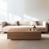 Pajiasen Mid-Century Modern Farmhouse 47.2-81.8" Expandable Coffee Table，Adjustable Center Table with Large Storage for Living Room, Walnut
