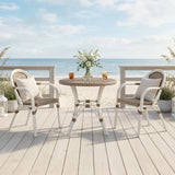 PURPLE LEAF Rattan French Bistro Armchairs Set of 2, White Finish, Brown
