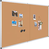 VIZ-PRO 72" x 48" Large Cork Bulletin Board, Foldable & Wall-Mounted Notice Pin Board with Silver Aluminum Frame, for School Home Office - 6' x 4' Corkboard