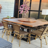PURPLE LEAF French Bistro Chairs with Arms Set of 2, Bamboo Finish, Brown