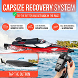 REV-UP 18" Large Remote Control Boat - Fast Speed RC Boats for Adults 21+ MPH with Travel Bag, Self-Righting Remote Control Boat for Adults, 2.4GHz Racing RC Boats with LED Lights