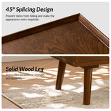 HULALA HOME 2 Drawer End Table with Pull-Out Shelf, Mid-Century Modern End Table with Wood Legs, Wood Side Table with Charging Station(Walnut, Set of 2)