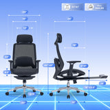 FLEXISPOT MasterEase Massage Office Chair with Footrest, High Back Ergonomic Desk Chair with Adjustable Headrest, 3D Armrests, 2D Lumbar Heated Massage, 4-Position Recline, Mesh Seat, Black
