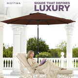 Midtown Umbrellas - The Lean 8 Ft Patio Umbrella with Fade-Resistant Sunbrella Fabric, Auto-Tilt Aluminum Frame and 8 Reinforced Ribs for Deck, Pool & Garden - Bay Brown Canopy, Black Pole