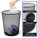 SHSYCER 10-Pack Black Mesh Trash Cans, 6 Gal Mesh Office Trash Can, Open Metal Wire Wastebaskets, Waste Basket Trash Can for Near Desk,Recycling Garbage Container Bin for Office,Home,School