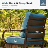 MFSTUDIO 5 PCS Metal Patio Furniture Set with Fire Pit Table, Peacock Blue