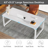 Computer Desk, 63 x 31.5 inch Large Executive Office Desk Computer Table Study Writing Desk | White Tribesigns