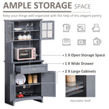 HOMCOM Elegant Buffet with Hutch, Kitchen Pantry Storage Cabinet with Framed Glass Door Drawer and Microwave Space for Dining Room, Living Room, Gray