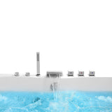 Empava 59 in. Acrylic Alcove Whirlpool Bathtub - Hydromassage Rectangular Jetted Soaking Tub with Center Drain - Waterfall Faucet