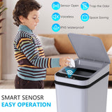 jinligogo 3Pack Bathroom Small Trash Can with Lid, 2.6 Gallon Touchless Automatic Garbage Can Slim Waterproof Motion Sensor Smart Trash Bin for Bedroom, Office