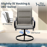PHI VILLA Swivel Patio Dining Chairs Set of 6, Padded Textilene Mesh, Brown