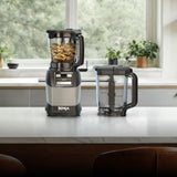 Ninja Blender, Compact Kitchen System, 1200W, 3 Functions for Smoothies, Dough & Frozen Drinks with Auto-IQ, 72-oz.* Blender Pitcher, 40-oz. Processor Bowl & 18-oz. Single-Serve Cup, Grey, AMZ493BRN