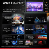 TCL 65 Inch Class QM9K Series | Mini LED QLED 4K | 65QM9K, Latest Model | 144HZ Peak Brightness & Contrast Dolby Vision | Up to LD6K Precise Dimming | AI Smart Google TV | Dolby Atmos Bang & Olufsen