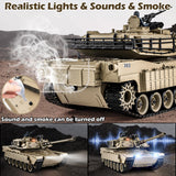 Supdex 1/18 M1A2 Abrams RC Tank, 2.4G Remote Control Tank That Shoot BBS with Smoke, Sound and Lights, 165ft Remote Control Army Model Toy, Military All-Terrain Vehicle for Kids & Adults