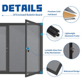 Enclosed Bulletin Board Lockable,Outdoor Noticeboard 44x32 Inch