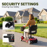 Mobility Scooter for Adults, Senior, 4 Wheels Electric Powered Chargeable Device for Travel, Lightweight and Portable, with LED Headlights and Basket, Charger Included, Red/Blue (RED red)