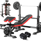 OPPSDECOR 900LBS All in One Weight Bench Set with Squat Rack Adjustable Workout Bench with Leg Developer Preacher Curl Rack Fitness Strength Training